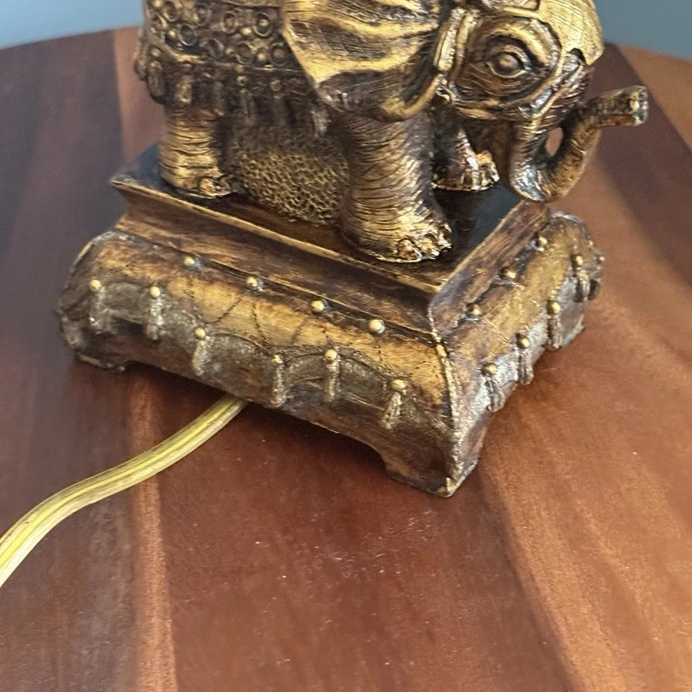 Vintage Gilded Elephant Table Lamp (Base Only) Indian Hollywood Regency Boho 14
